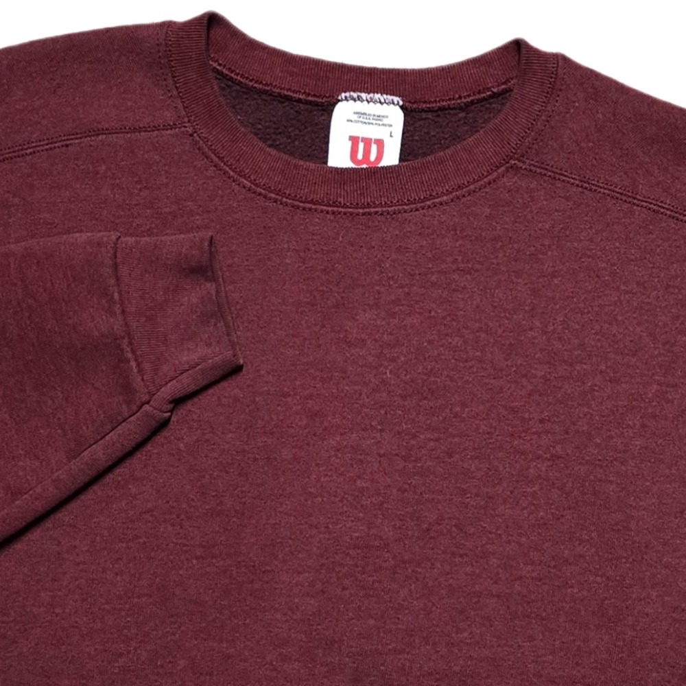 Vintage Wilson Sweatshirt Mens Large Burgundy Red Blank Heavyweight 90s Crewneck